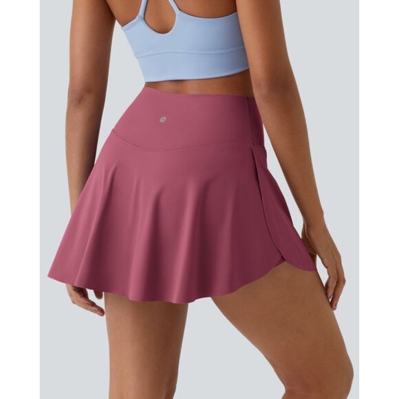 Halara Everyday Cloudful Air 2in1 Crossover Waist Skirt Sz XS Cranberry Red with - Picture 9 of 12